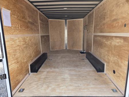 New 8.5 x 16 Homesteader Intrepid HD V-Nose Enclosed Cargo Trailer, 10k GVWR **White w/ Black Out Trim, 6" Extra Height, Ramp Door Package, Rear Spoiler w/ Lights