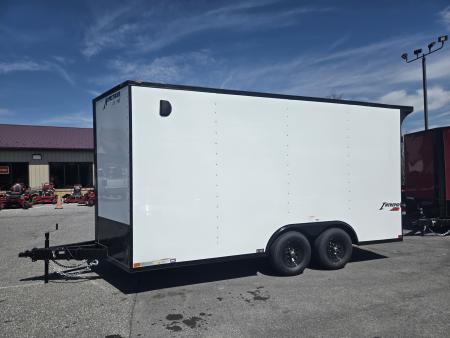 New 8.5 x 16 Homesteader Intrepid HD V-Nose Enclosed Cargo Trailer, 10k GVWR **White w/ Black Out Trim, 6" Extra Height, Ramp Door Package, Rear Spoiler w/ Lights