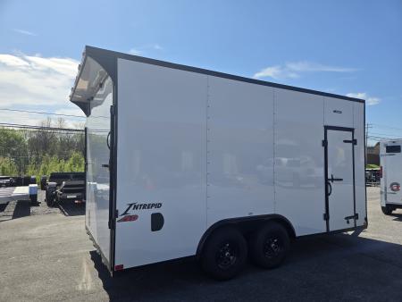 New 8.5 x 16 Homesteader Intrepid HD V-Nose Enclosed Cargo Trailer, 10k GVWR **White w/ Black Out Trim, 6" Extra Height, Ramp Door Package, Rear Spoiler w/ Lights