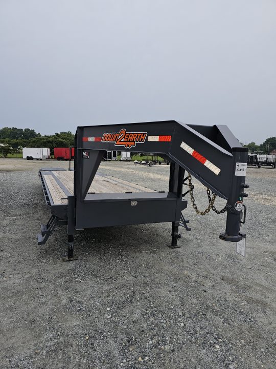 New 2026 Down 2 Earth Trailers 30' 17.5K Gooseneck Flatbed Trailer w/ 5' Dove and Real Steel Ramps