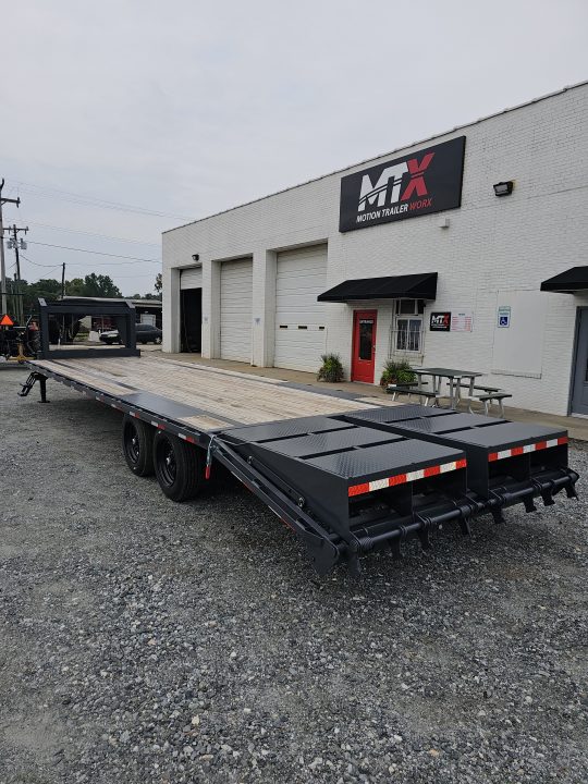 New 2026 Down 2 Earth Trailers 30' 17.5K Gooseneck Flatbed Trailer w/ 5' Dove and Real Steel Ramps