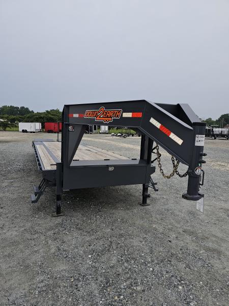 New 2026 Down 2 Earth Trailers 30' 17.5K Gooseneck Flatbed Trailer w/ 5' Dove and Real Steel Ramps