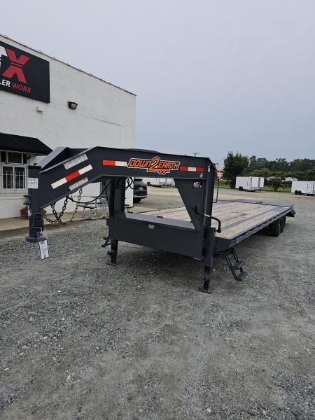 New 2026 Down 2 Earth Trailers 30' 17.5K Gooseneck Flatbed Trailer w/ 5' Dove and Real Steel Ramps