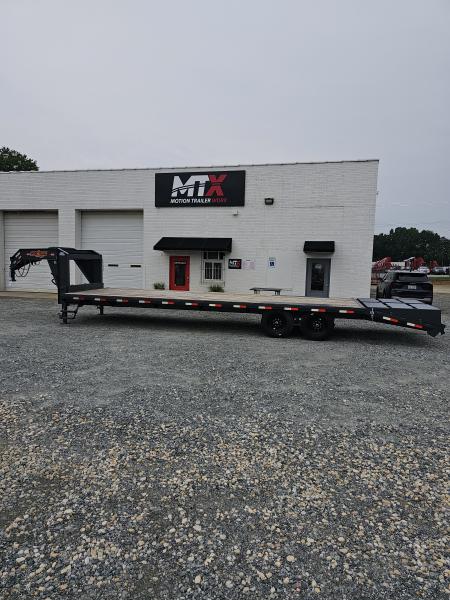 New 2026 Down 2 Earth Trailers 30' 17.5K Gooseneck Flatbed Trailer w/ 5' Dove and Real Steel Ramps