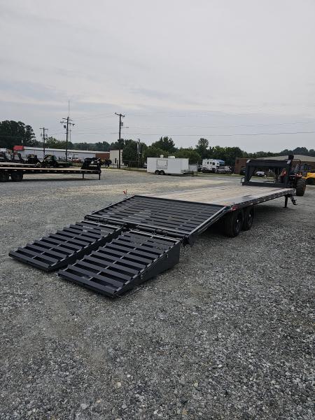 New 2026 Down 2 Earth Trailers 30' 17.5K Gooseneck Flatbed Trailer w/ 5' Dove and Real Steel Ramps
