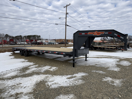 New 2026 Down 2 Earth Trailers 30' 17.5K Gooseneck Flatbed Trailer w/ 5' Dove and Real Steel Ramps