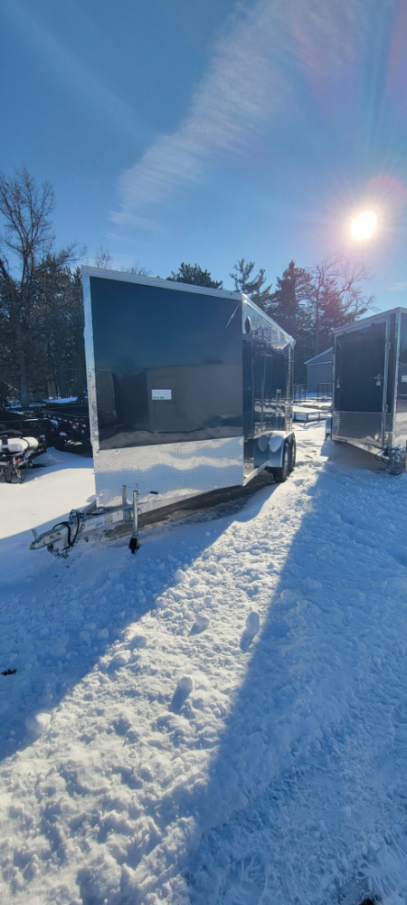 New 2026 Lightning Trailers 7X19 BLACK 7' TALL 7K Snowmobile Trailer
