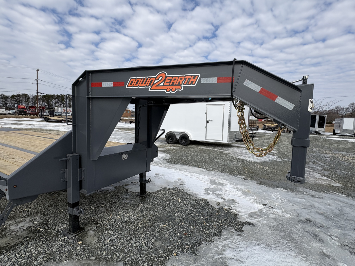 New 2026 Down 2 Earth Trailers 40' 23.5K Gooseneck Flatbed Dual Tandem w/ 5' Dove and Real Steel Ramps