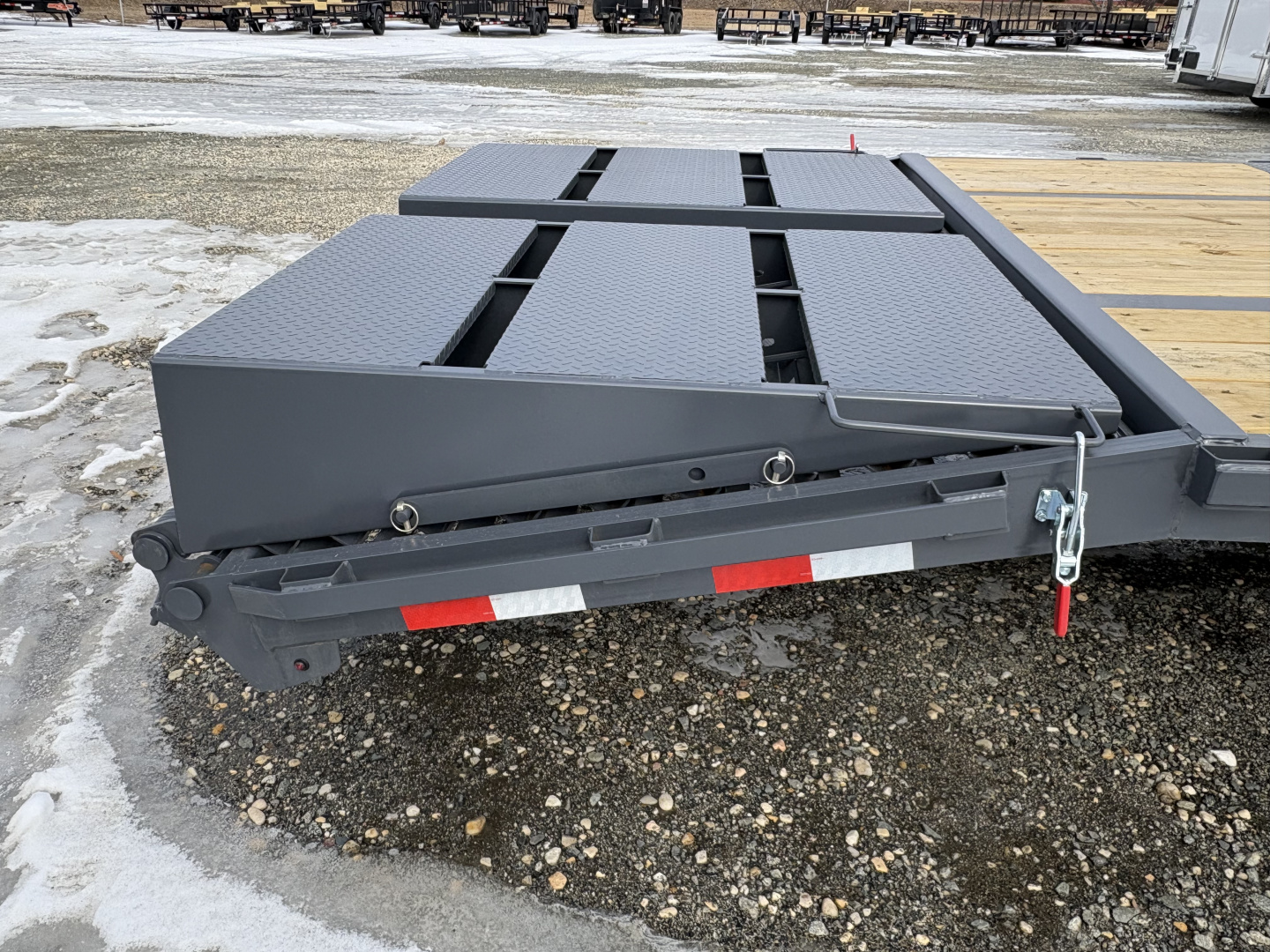 New 2026 Down 2 Earth Trailers 40' 23.5K Gooseneck Flatbed Dual Tandem w/ 5' Dove and Real Steel Ramps