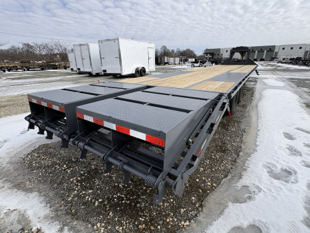 New 2026 Down 2 Earth Trailers 40' 23.5K Gooseneck Flatbed Dual Tandem w/ 5' Dove and Real Steel Ramps