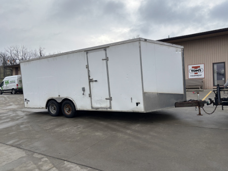 Used 2016 Stealth Trailers 8'X20' Enclosed Trailer V-Nose - White w/ Ramp - 9,990# GVWR