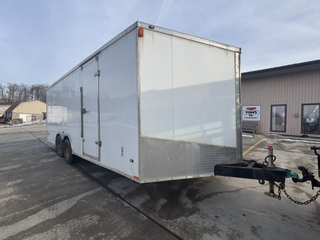 Used 2016 Stealth Trailers 8.'X20' Enclosed Trailer V-Nose - White w/ Ramp - 9,990# GVWR