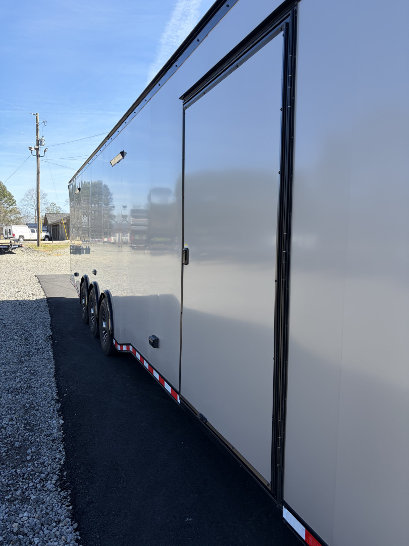 New 2026 Haulmark EDGE 34' Race Trailer, ProStock Package, Silver PolyCor With Black Trim, 21K GVWR, 96" Wide Rear Door Opening, 7' 4" Interior Height