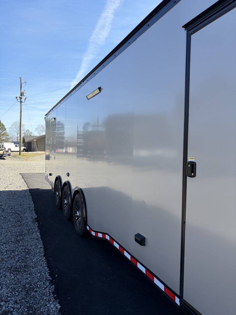 New 2026 Haulmark EDGE 34' Race Trailer, ProStock Package, Silver PolyCor With Black Trim, 21K GVWR, 96" Wide Rear Door Opening, 7' 4" Interior Height