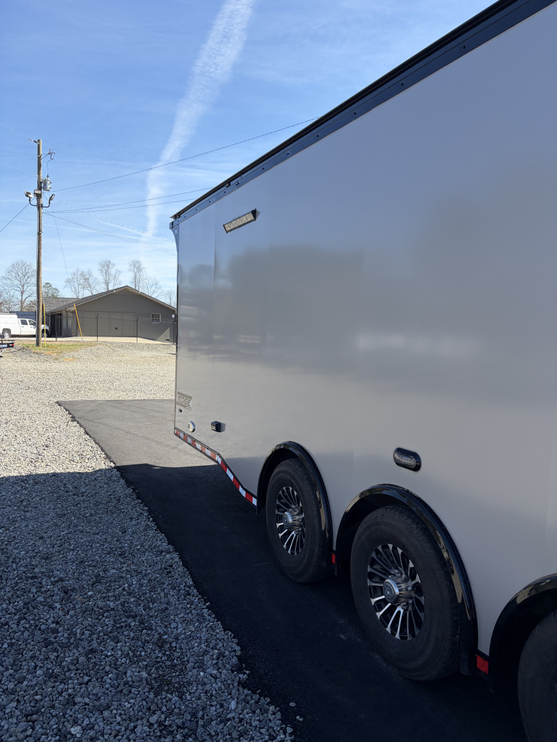 New 2026 Haulmark EDGE 34' Race Trailer, ProStock Package, Silver PolyCor With Black Trim, 21K GVWR, 96" Wide Rear Door Opening, 7' 4" Interior Height