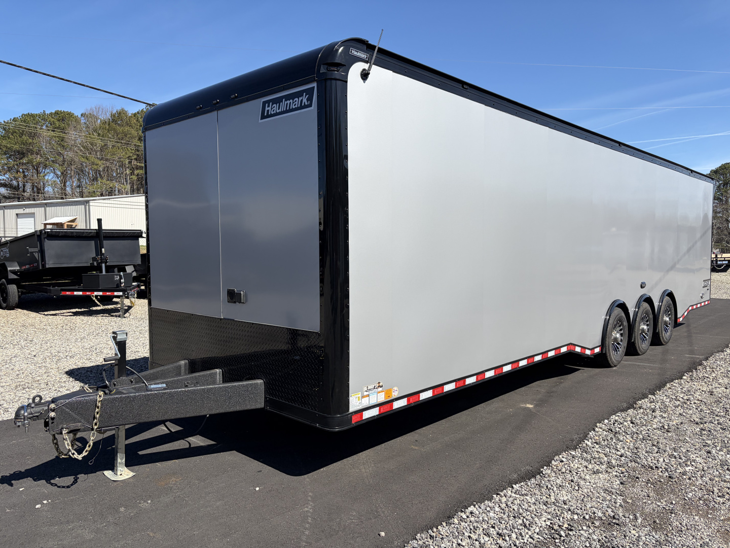 New 2026 Haulmark EDGE 34' Race Trailer, ProStock Package, Silver PolyCor With Black Trim, 21K GVWR, 96" Wide Rear Door Opening, 7' 4" Interior Height