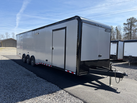 New 2026 Haulmark EDGE 34' Race Trailer, ProStock Package, Silver PolyCor With Black Trim, 21K GVWR, 96" Wide Rear Door Opening, 7' 4" Interior Height