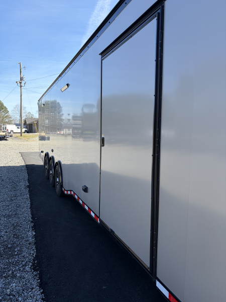 New 2026 Haulmark EDGE 34' Race Trailer, ProStock Package, Silver PolyCor With Black Trim, 21K GVWR, 96" Wide Rear Door Opening, 7' 4" Interior Height