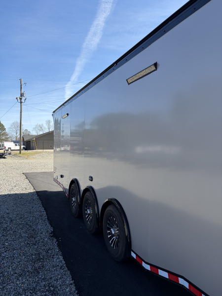 New 2026 Haulmark EDGE 34' Race Trailer, ProStock Package, Silver PolyCor With Black Trim, 21K GVWR, 96" Wide Rear Door Opening, 7' 4" Interior Height