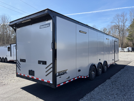 New 2026 Haulmark EDGE 34' Race Trailer, ProStock Package, Silver PolyCor With Black Trim, 21K GVWR, 96" Wide Rear Door Opening, 7' 4" Interior Height