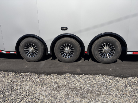 New 2026 Haulmark EDGE 34' Race Trailer, ProStock Package, Silver PolyCor With Black Trim, 21K GVWR, 96" Wide Rear Door Opening, 7' 4" Interior Height