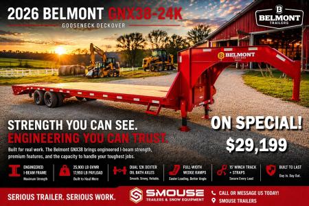 New 2026 BELMONT 38' (33+5) HD GOOSENECK Deckover w/ Full Width Wedge Ramps