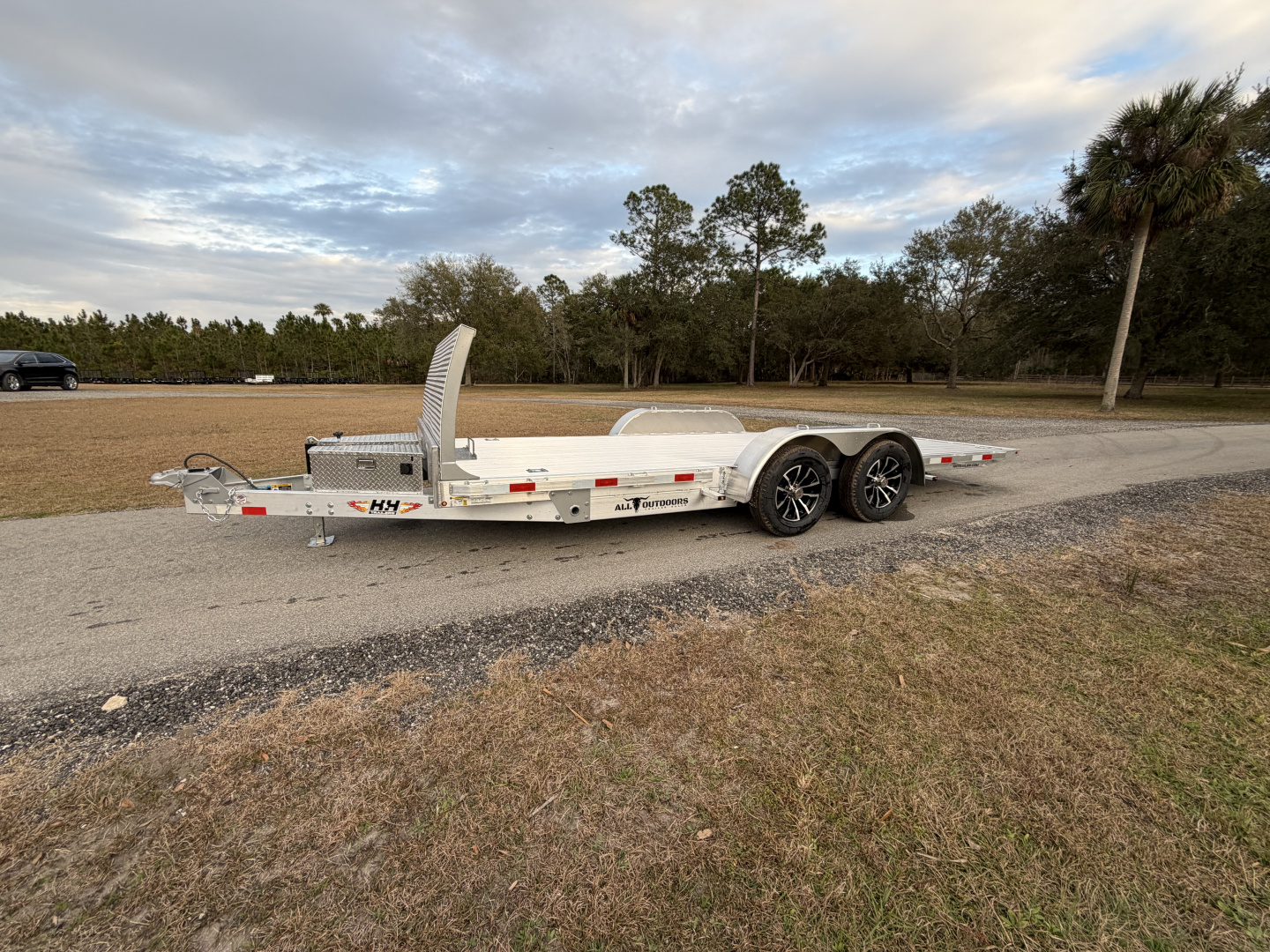 New 2026 H&H Trailers 7K 82X18 Aluminum Electric Tilt Low Profile Speed Loader Car Hauler