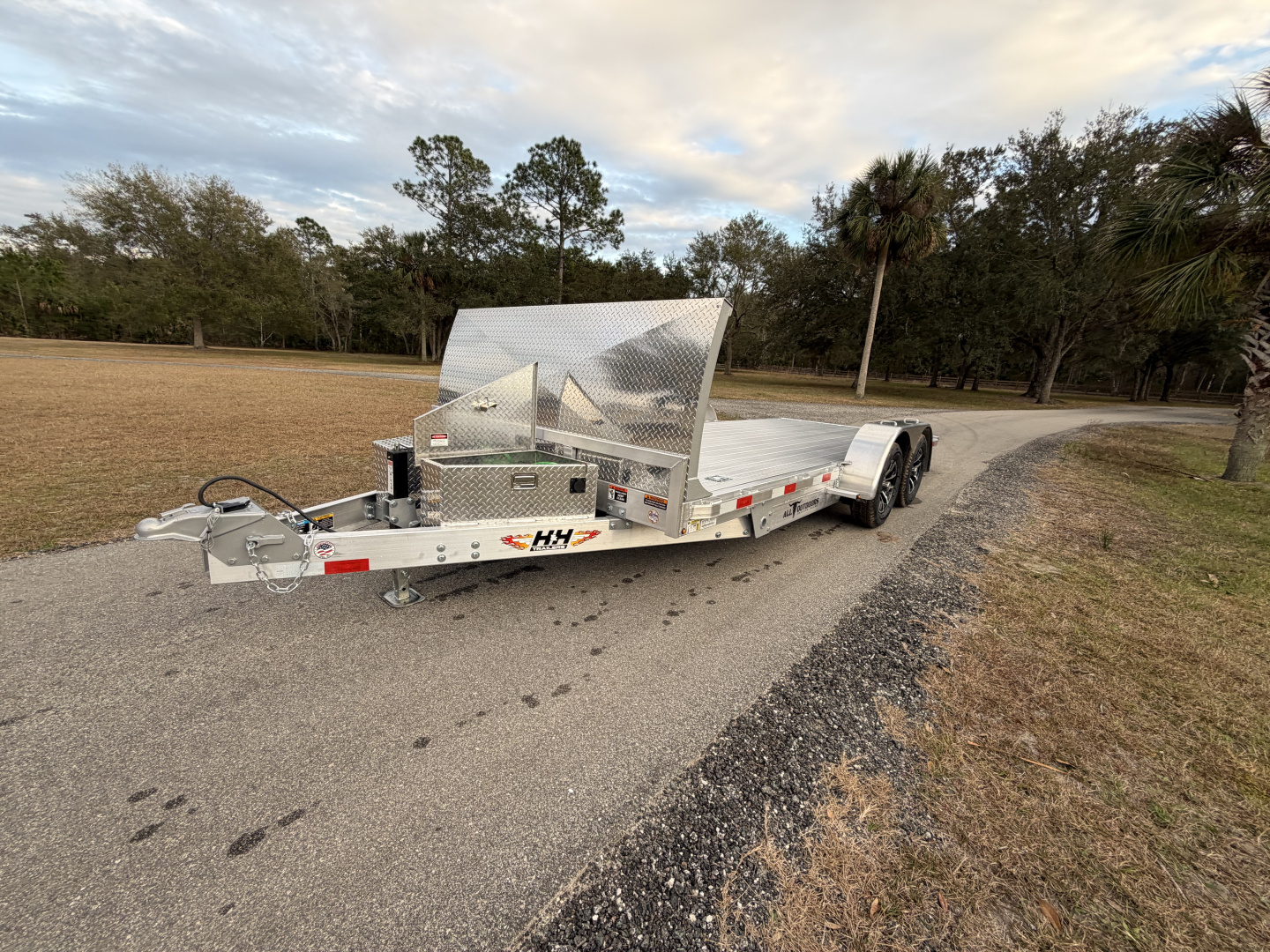 New 2026 H&H Trailers 7K 82X18 Aluminum Electric Tilt Low Profile Speed Loader Car Hauler