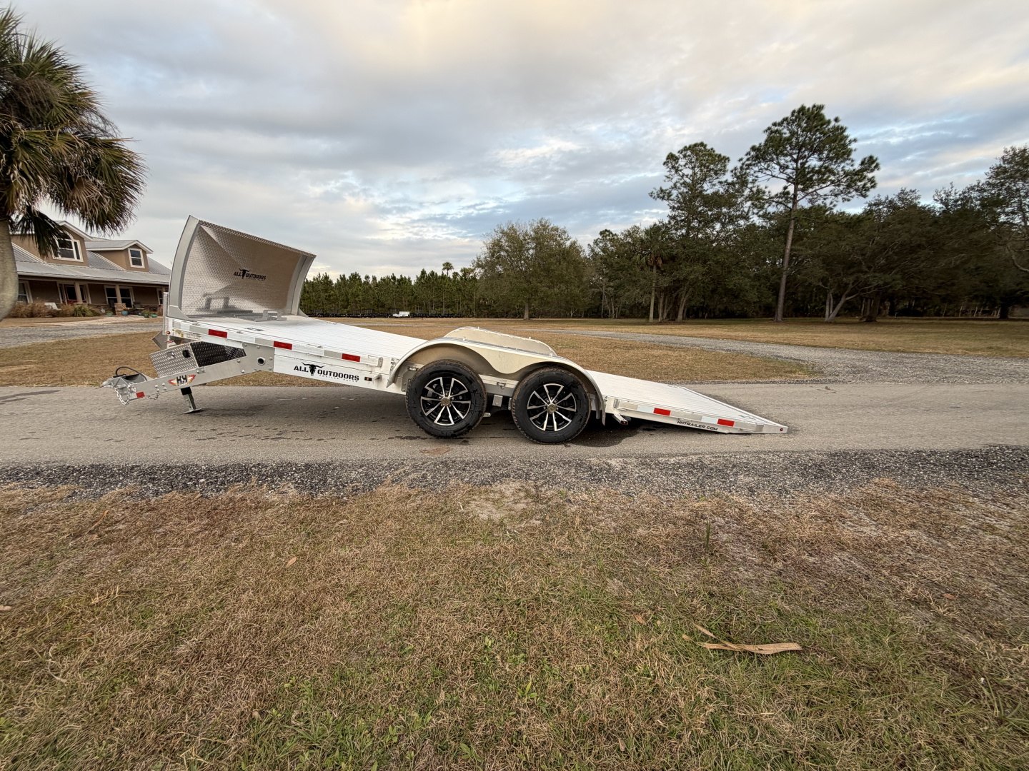 New 2026 H&H Trailers 7K 82X18 Aluminum Electric Tilt Low Profile Speed Loader Car Hauler