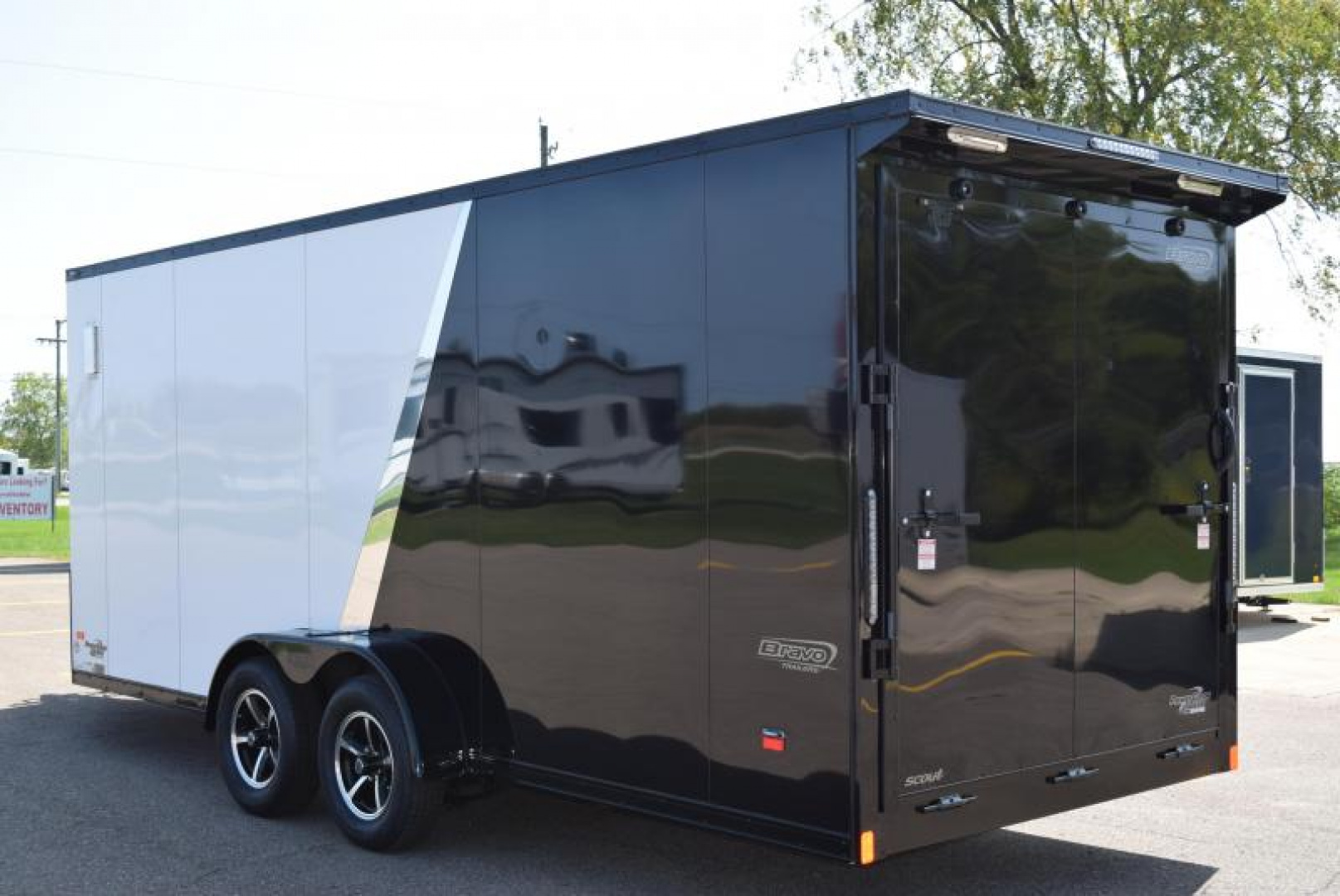 New BRAVO SCOUT 18' + 5' **MIDNIGHT EDITION** ENCLOSED SNOWMOBILE/UTV TRAILER