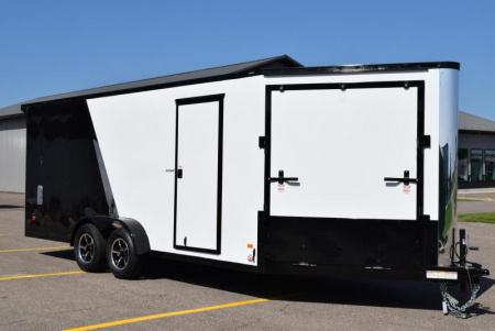 New BRAVO SCOUT 18' + 5' **MIDNIGHT EDITION** ENCLOSED SNOWMOBILE/UTV TRAILER