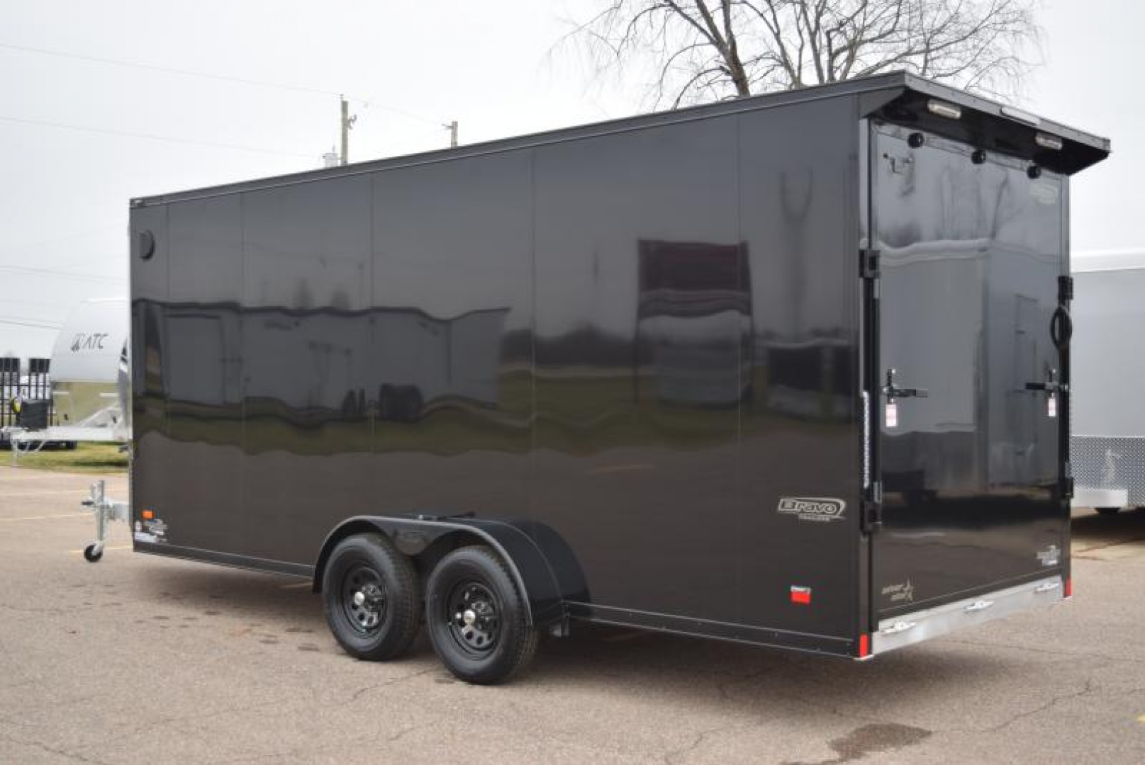 New BRAVO 7x18'+5' **MIDNIGHT EDITION** SILVER STAR ALUMINUM SNOWMOBILE/UTV TRAILER