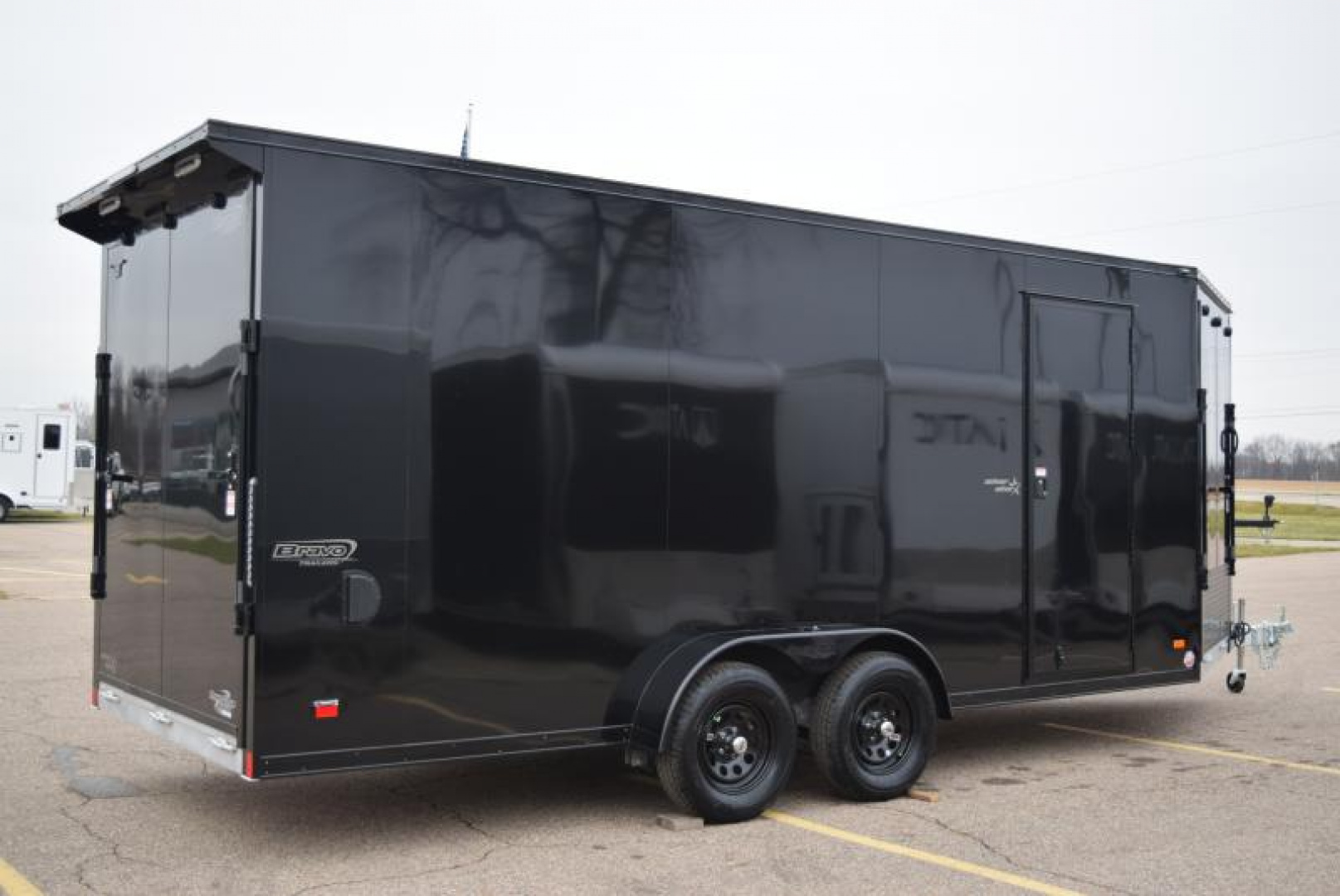 New BRAVO 7x18'+5' **MIDNIGHT EDITION** SILVER STAR ALUMINUM SNOWMOBILE/UTV TRAILER