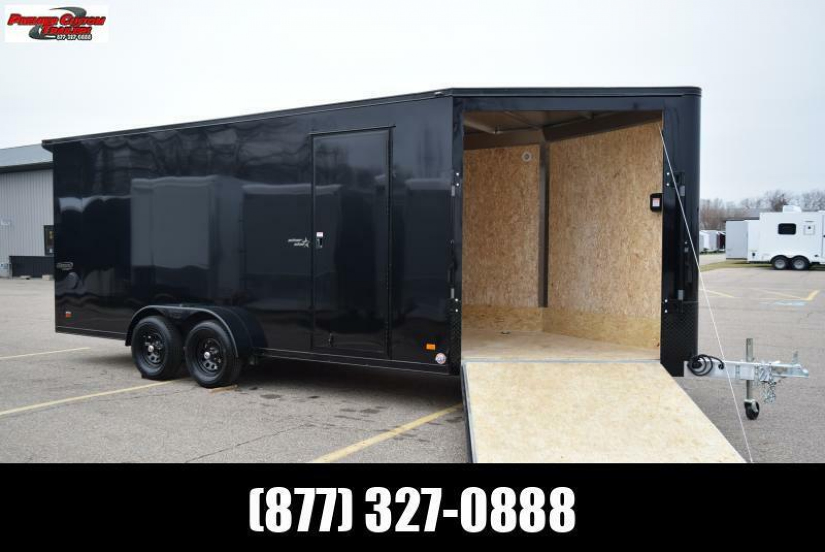 New BRAVO 7x18'+5' **MIDNIGHT EDITION** SILVER STAR ALUMINUM SNOWMOBILE/UTV TRAILER