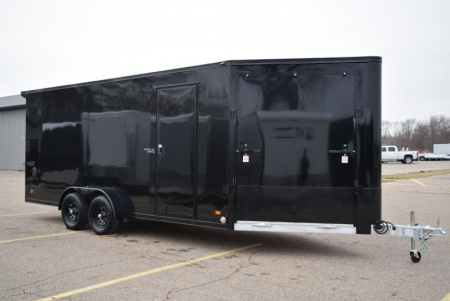 New BRAVO 7x18'+5' **MIDNIGHT EDITION** SILVER STAR ALUMINUM SNOWMOBILE/UTV TRAILER