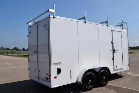 New BRAVO 7x16 SCOUT ENCLOSED CONTRACTOR TRAILER w/ 5200# AXLES *REAR DOUBLE DOORS*