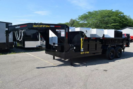New GRIFFIN 7x16 GOOSENECK DUMP TRAILER w/ TELESCOPING CYLINDER