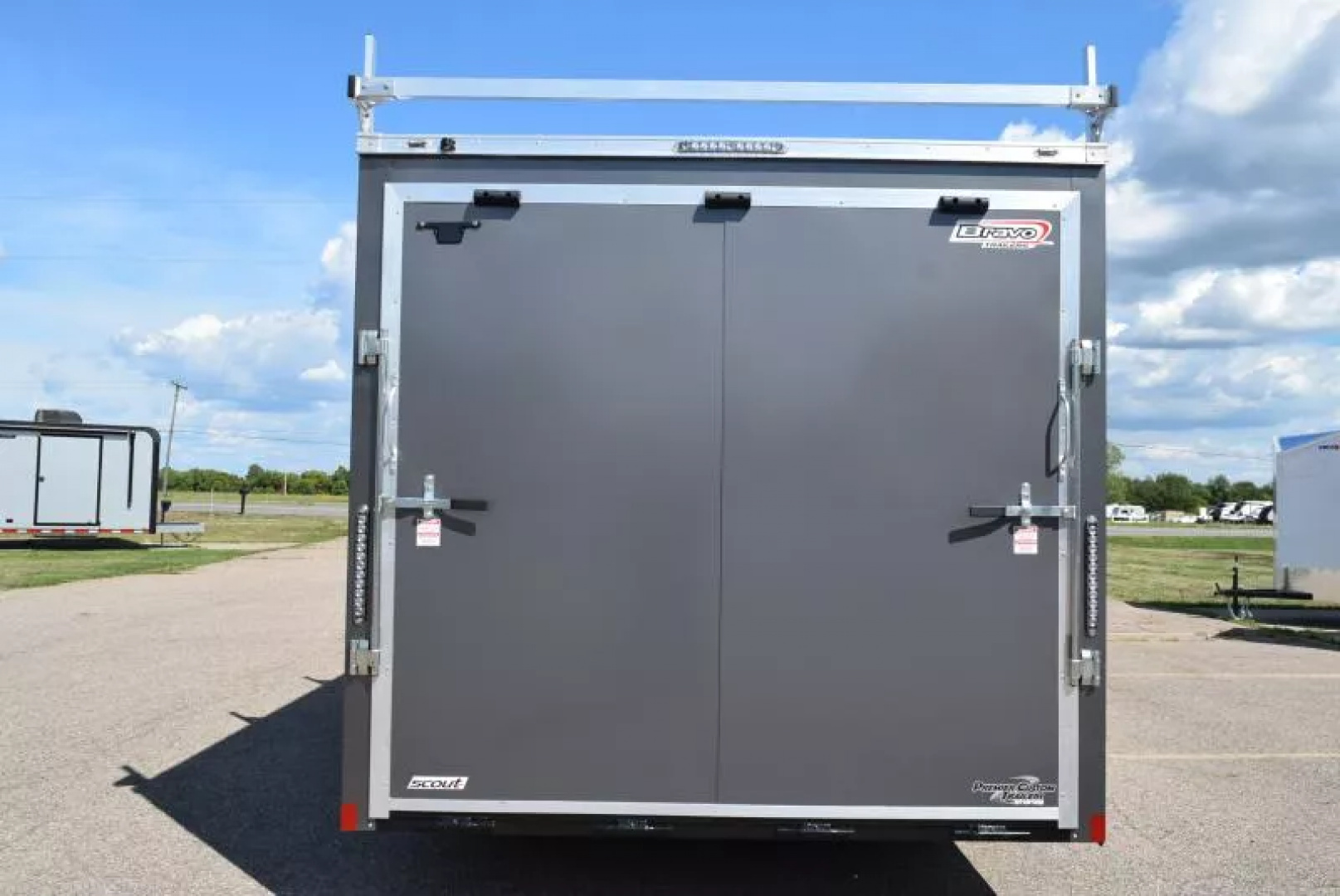 New BRAVO SCOUT 8.5X16 CONTRACTOR TRAILER w/ REAR RAMP DOOR - .080 POLYCOR EXTERIOR SKIN