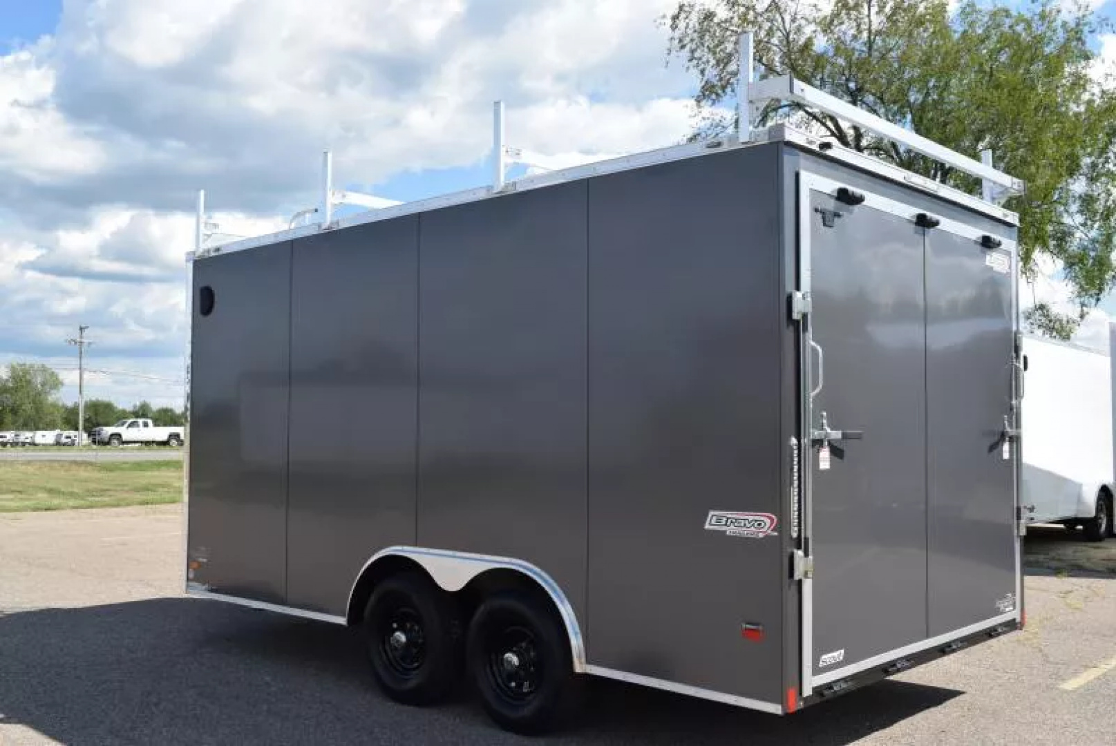 New BRAVO SCOUT 8.5X16 CONTRACTOR TRAILER w/ REAR RAMP DOOR - .080 POLYCOR EXTERIOR SKIN