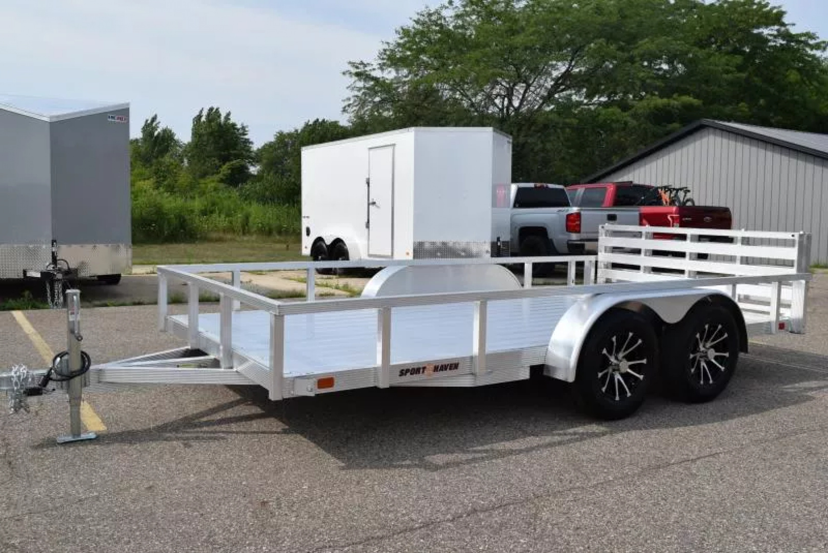 New SPORT HAVEN 7x14 DELUXE OPEN UTILITY w/ BI-FOLD RAMP GATE