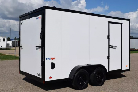 New BRAVO HERO 7x14 ENCLOSED CARGO TRAILER - .080 POLYCOR EXTERIOR *MIDNIGHT EDITION*