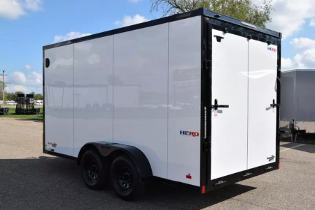 New BRAVO HERO 7x14 ENCLOSED CARGO TRAILER - .080 POLYCOR EXTERIOR *MIDNIGHT EDITION*