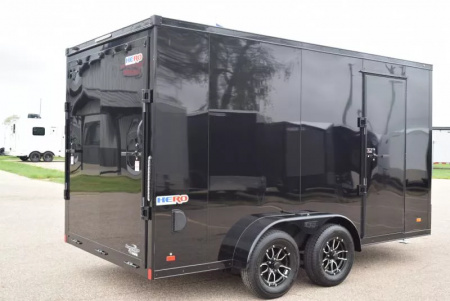 New BRAVO HERO 7x14 ENCLOSED CARGO TRAILER - .080 POLYCOR EXTERIOR *MIDNIGHT EDITION*