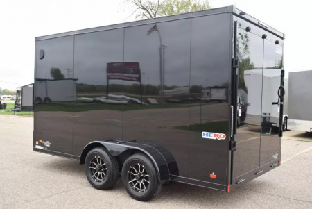 New BRAVO HERO 7x14 ENCLOSED CARGO TRAILER - .080 POLYCOR EXTERIOR *MIDNIGHT EDITION*