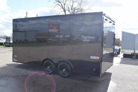 New BRAVO HERO 8.5x16 ENCLOSED CARGO TRAILER - 7k GVWR - .080 POLYCOR EXTERIOR *MIDNIGHT PACKAGE*