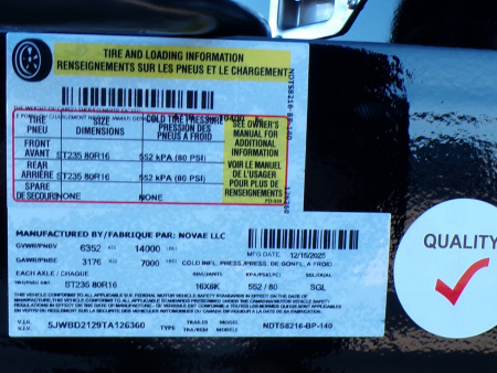 New 2026 Midsota Nova DTS8216-BP-140 Dump Trailer