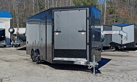 New 8 X 18 SNOWMOBILE/CAR HAULER/ENCLOSED 18' BOX + 4' V NOSE ALL ALUMINUM LIGHTNING