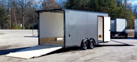 New 8 X 18 SNOWMOBILE/CAR HAULER/ENCLOSED 18' BOX + 4' V NOSE ALL ALUMINUM LIGHTNING