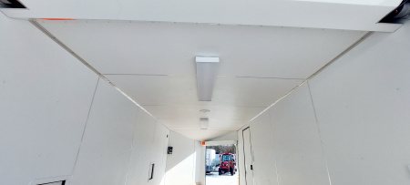 New 8 X 18 SNOWMOBILE/CAR HAULER ENCLOSED POLY COMPOSITE EXTERIOR DROP- DOWN FRONT DOOR LIGHTNING ALL ALUMINUM