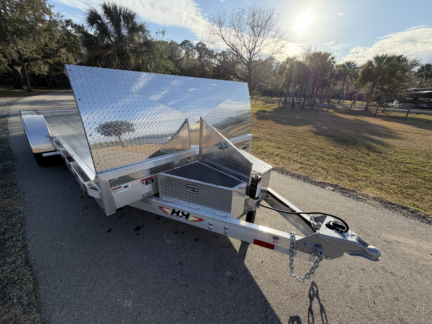 New 2026 H&H Trailers 10K Aluminum Electric Tilt Low Profile Speed Loader Car Hauler